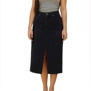Sincerely Jules Black Cargo Denim Midi Skirt Size 7/27